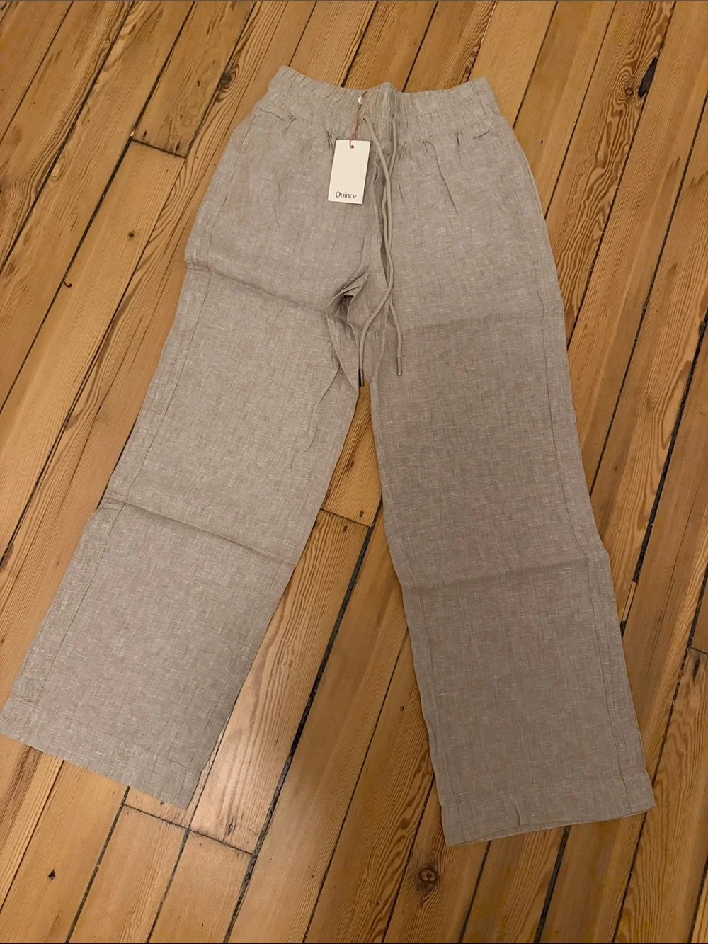 Quince Linen Drawstring Pants — Light Taupe